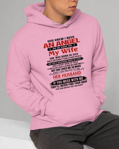 JULY - WHEN I NEEDED AN ANGEL, GOD GAVE ME MY WIFE. PROUD TO BE HER HUSBAND - FROM WIFE - TLEE07 (SKU26T-01205-07)