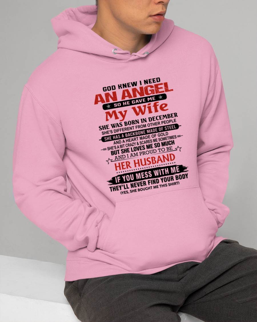 DECEMBER - WHEN I NEEDED AN ANGEL, GOD GAVE ME MY WIFE. PROUD TO BE HER HUSBAND - FROM WIFE - TLEE12 (SKU26T-01205-12)