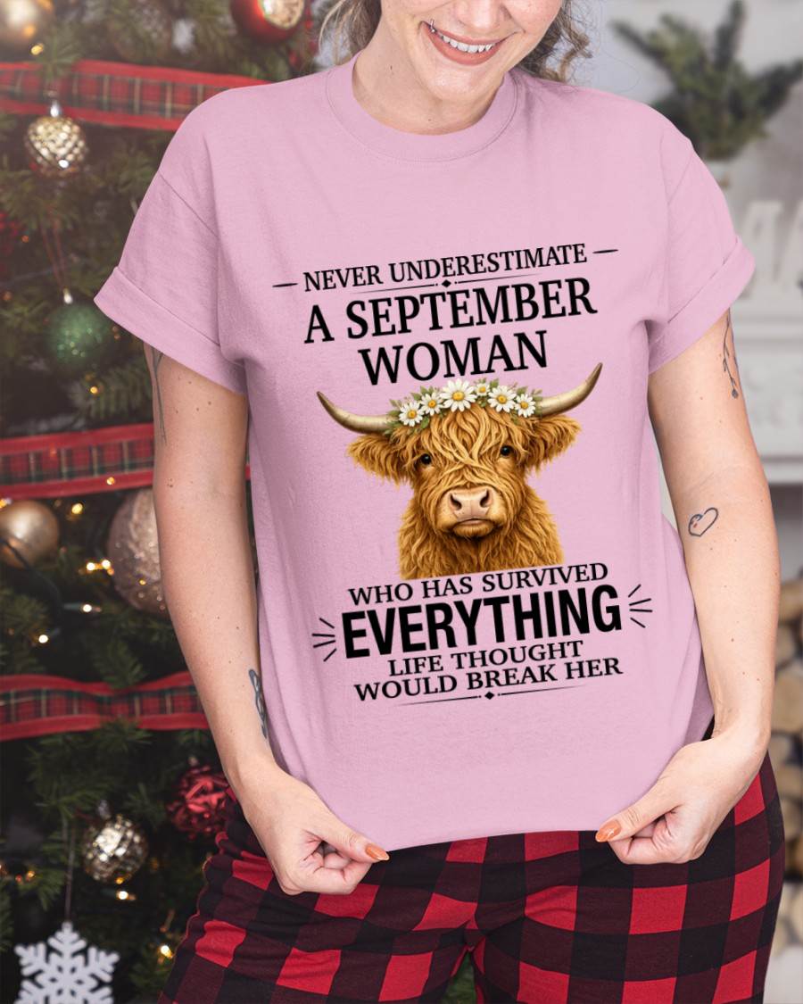 SEPTEMBER WOMAN HIGHLAND COW SHIRT - FOR WOMEN - TLEE09 (SKU2606-158-09)