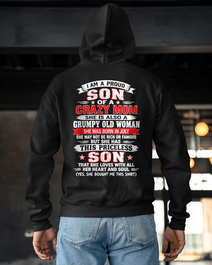 JULY CRAZY MOM & PROUD SON SHIRT - FROM MOM - TLEE07 (SKU2610-744-07)