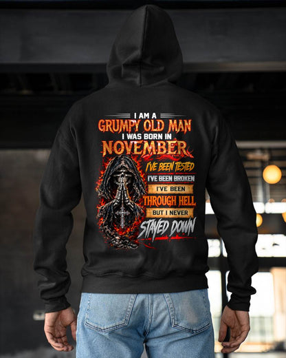 NOVEMBER BORN GRUMPY OLD MAN – BUILT THROUGH HELL - FOR MAN - TLEE11 (SKU2609-372-11)
