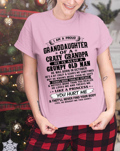OCTOBER - PROUD GRANDDAUGHTER OF A CRAZY GRANDPA - FROM GRANDPA - TLEE10 (SKU2607-114-10)