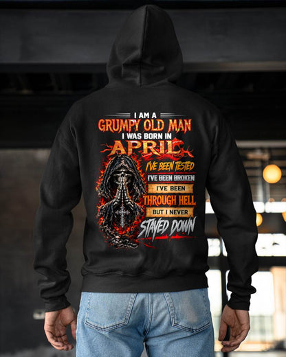APRIL BORN GRUMPY OLD MAN – BUILT THROUGH HELL - FOR MAN - TLEE04 (SKU2609-372-04)