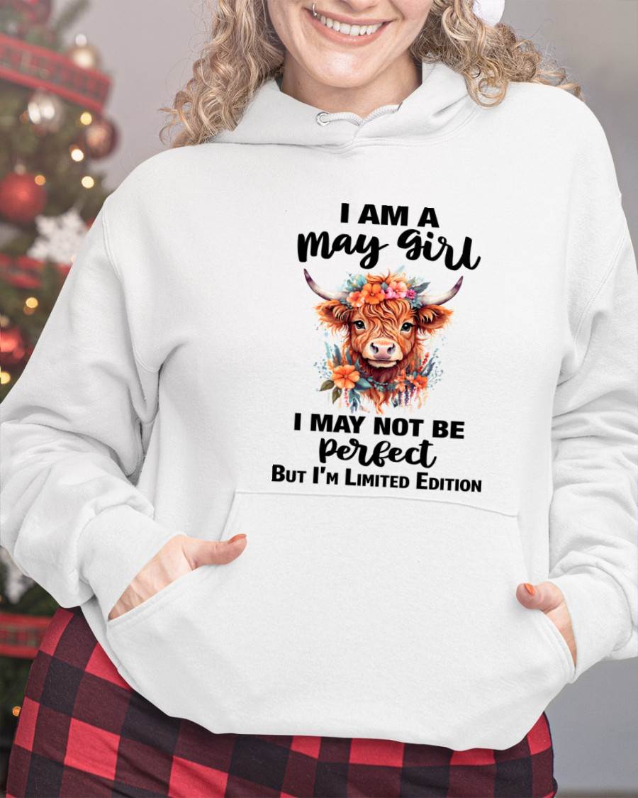MAY GIRL FLORAL HIGHLAND COW TEE - FOR WOMEN - TLEE05 (SKU2607-278-05)