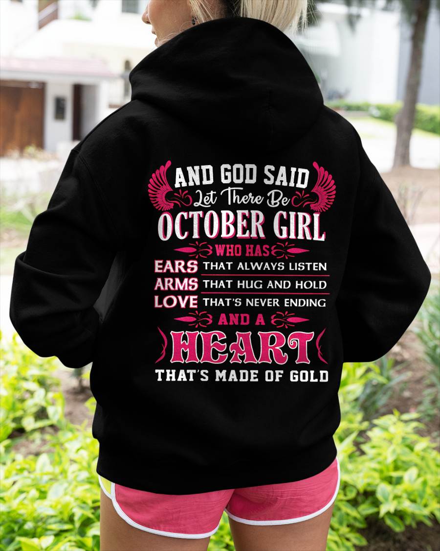 OCTOBER GIRL – EARS THAT LISTEN ARMS THAT HUG LOVE NEVER ENDING HEART OF GOLD - FOR WOMEN - TLEE10 (SKU09-75-10)