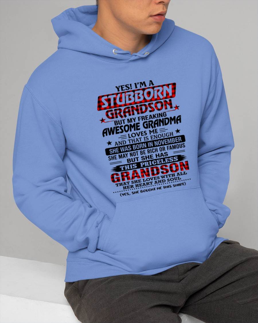 NOVEMBER - STUBBORN GRANDSON GRANDMA SHIRT - FROM GRANDMA - TLEE11 (SKU2608-86-11)
