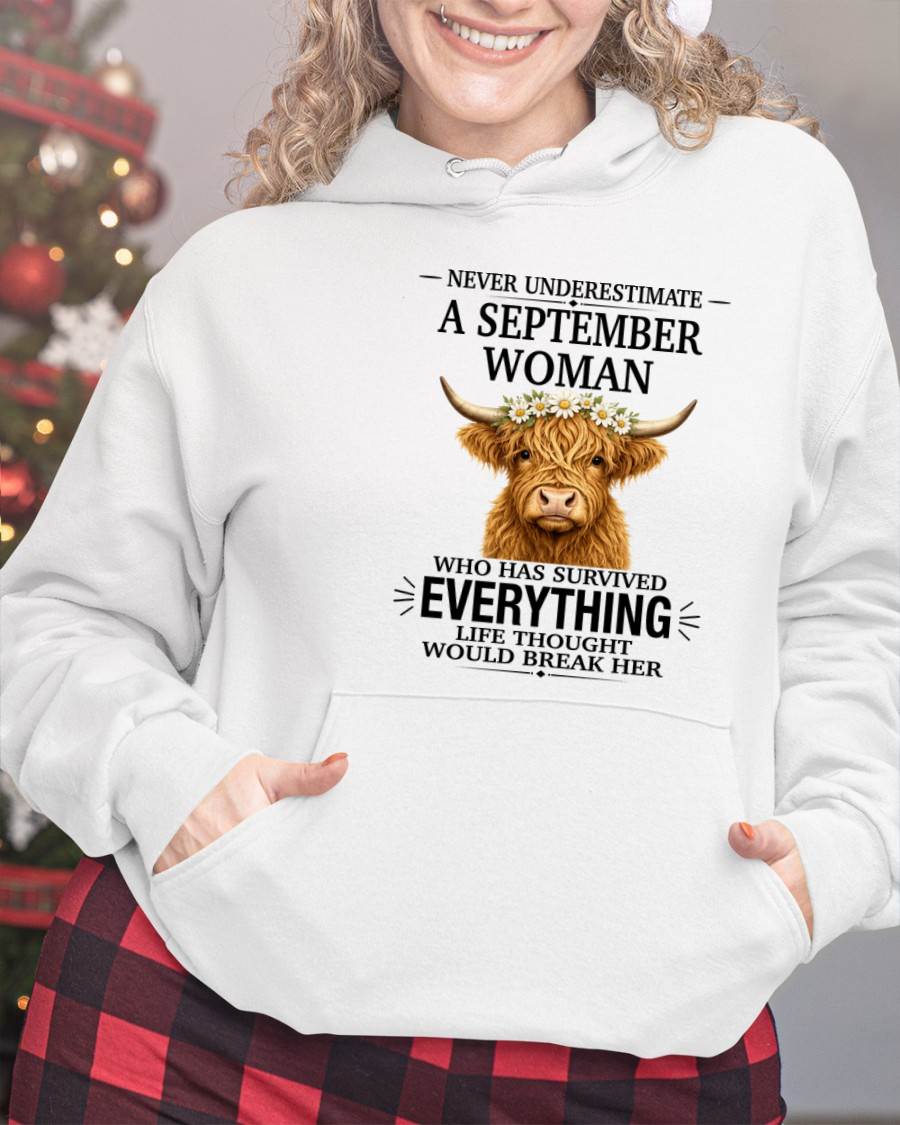 SEPTEMBER WOMAN HIGHLAND COW SHIRT - FOR WOMEN - TLEE09 (SKU2606-158-09)
