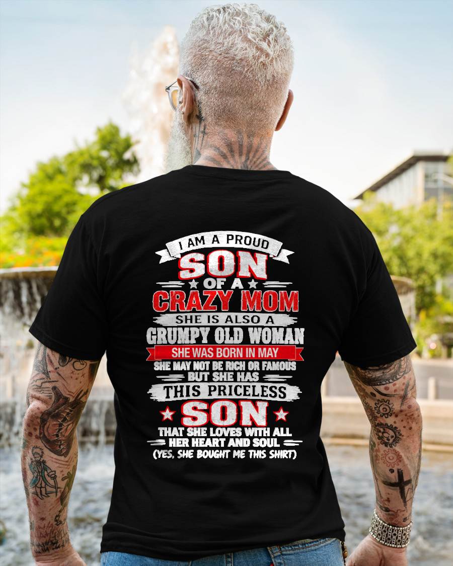 MAY CRAZY MOM & PROUD SON SHIRT - FROM MOM - TLEE05 (SKU2610-744-05)