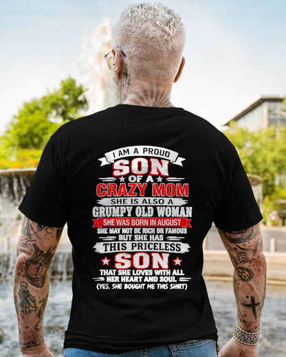 AUGUST CRAZY MOM & PROUD SON SHIRT - FROM MOM - TLEE08 (SKU2610-744-08)