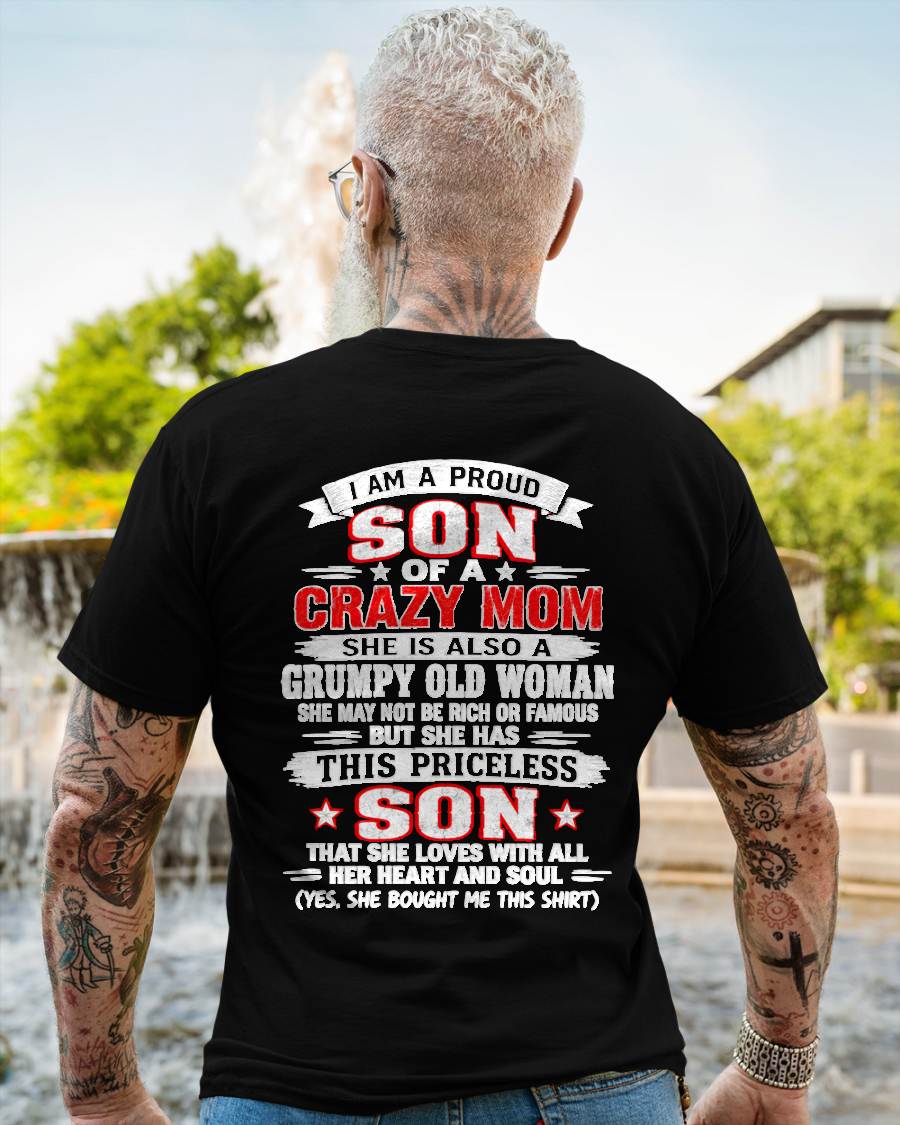 CRAZY MOM & PROUD SON SHIRT - FROM MOM - TLEE00 (SKU2610-744-00)