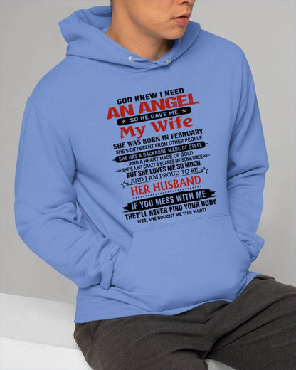 FEBRUARY - WHEN I NEEDED AN ANGEL, GOD GAVE ME MY WIFE. PROUD TO BE HER HUSBAND - FROM WIFE - TLEE02 (SKU26T-01205-02)
