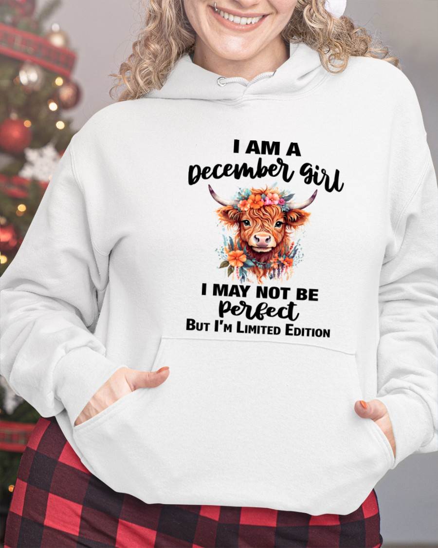 DECEMBER GIRL FLORAL HIGHLAND COW TEE - FOR WOMEN - TLEE12 (SKU2607-278-12)
