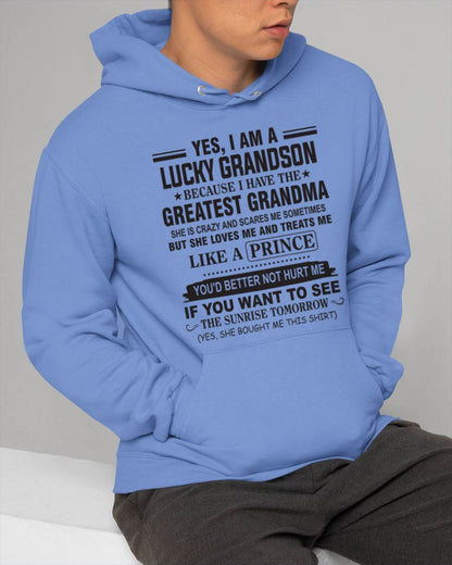 YES, I AM A LUCKY GRANDSON BECAUSE I HAVE THE GREATEST GRANDMA - FROM GRANDMA - TLEE00 (SKU10-84-00)