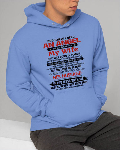 MARCH - WHEN I NEEDED AN ANGEL, GOD GAVE ME MY WIFE. PROUD TO BE HER HUSBAND - FROM WIFE - TLEE03 (SKU26T-01205-03)
