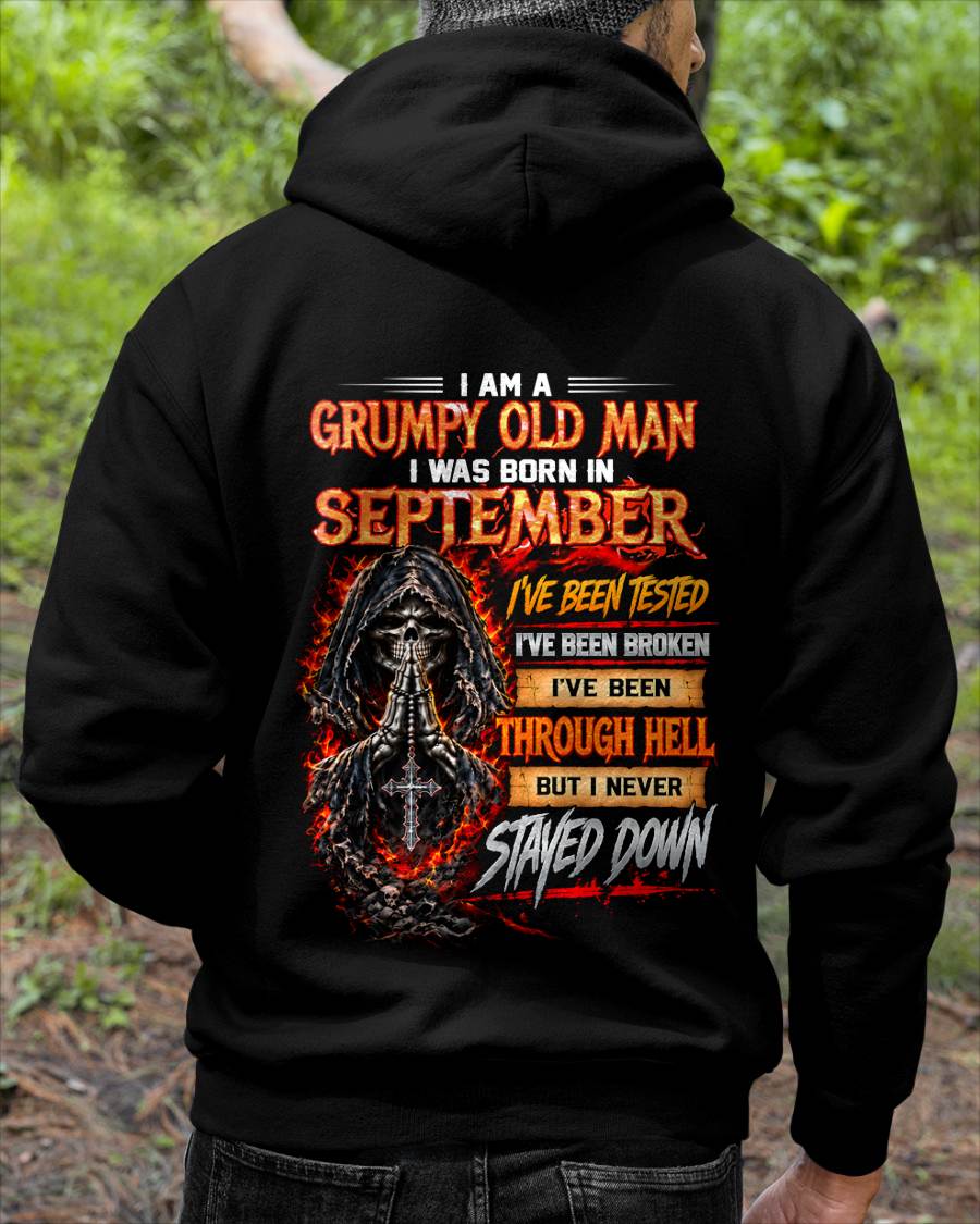 SEPTEMBER BORN GRUMPY OLD MAN – BUILT THROUGH HELL - FOR MAN - TLEE09 (SKU2609-372-09)