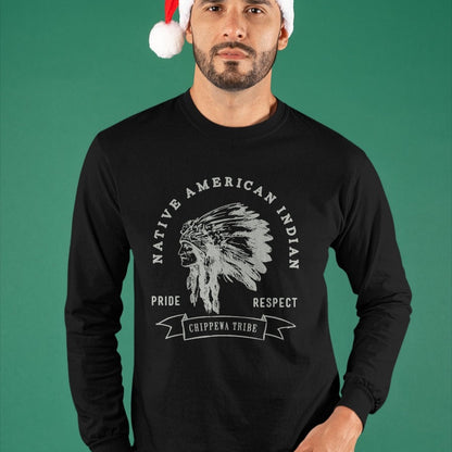 Native American T-Shirts, Vintage Native American Unisex T-Shirt/Hoodie/Sweatshirt HLT00 - American Flag - Chippewa Tribe Native American Indian Pride Respect Love T-Shirt