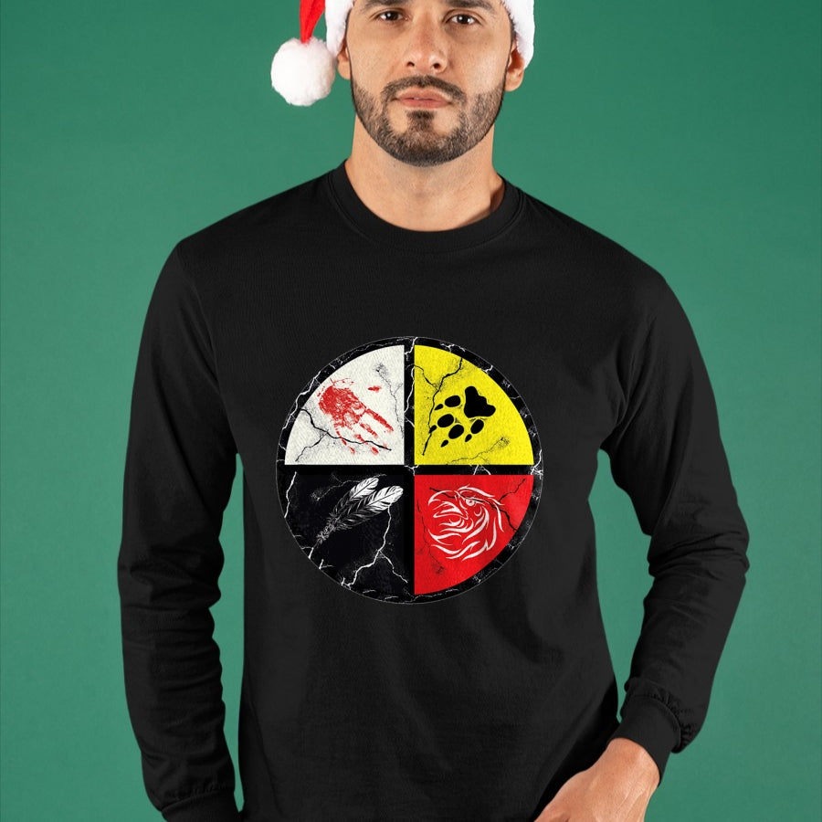 Native American T-Shirts, Vintage Native American Unisex T-Shirt/Hoodie/Sweatshirt HLT00 - Native American Medicine Wheel T-Shirt (1)
