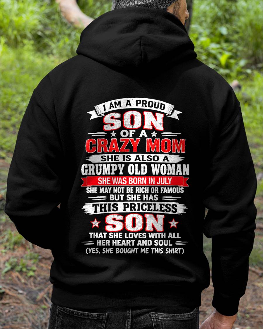 JULY CRAZY MOM & PROUD SON SHIRT - FROM MOM - TLEE07 (SKU2610-744-07)