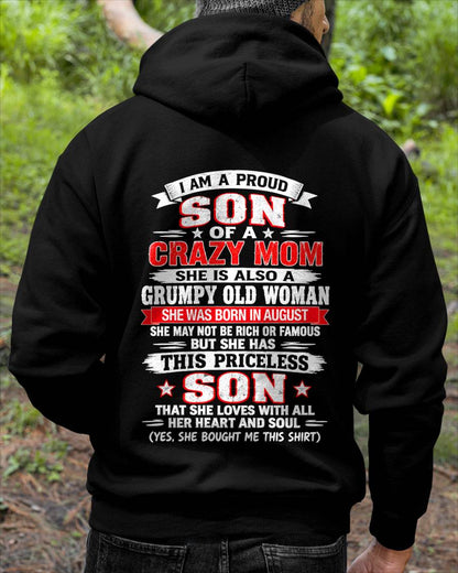 AUGUST CRAZY MOM & PROUD SON SHIRT - FROM MOM - TLEE08 (SKU2610-744-08)