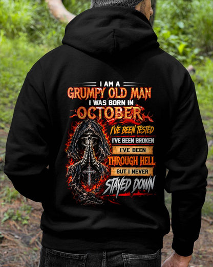 OCTOBER BORN GRUMPY OLD MAN – BUILT THROUGH HELL - FOR MAN - TLEE10 (SKU2609-372-10)