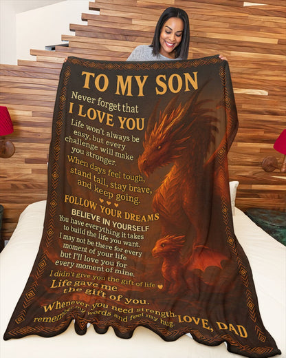 BLANKET FOR SON - GIFT FROM DAD - COMFORT & WARMTH GIFT NTTD00 (SKUB-DAD-DT00)