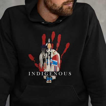 Native American T-Shirts, Vintage Native American Unisex T-Shirt/Hoodie/Sweatshirt HLT00 - Native American Indigenous Red Hand Indian Blood Themed T-Shirt (3)