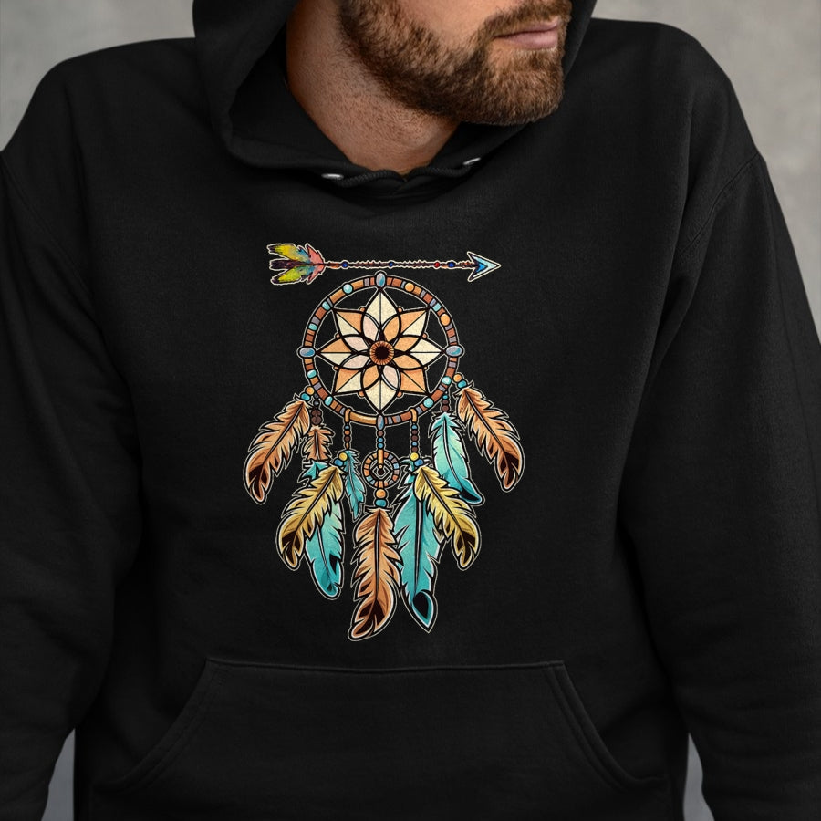 Native American T-Shirts, Vintage Native American Unisex T-Shirt/Hoodie/Sweatshirt HLT00 - Dream Catcher White Buffalo Native American Boho vibe T-Shirt