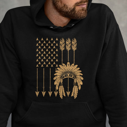Native American T-Shirts, Vintage Native American Unisex T-Shirt/Hoodie/Sweatshirt HLT00 - Funny Native American Flag Gift Cool USA Tribe Patriotic T-Shirt