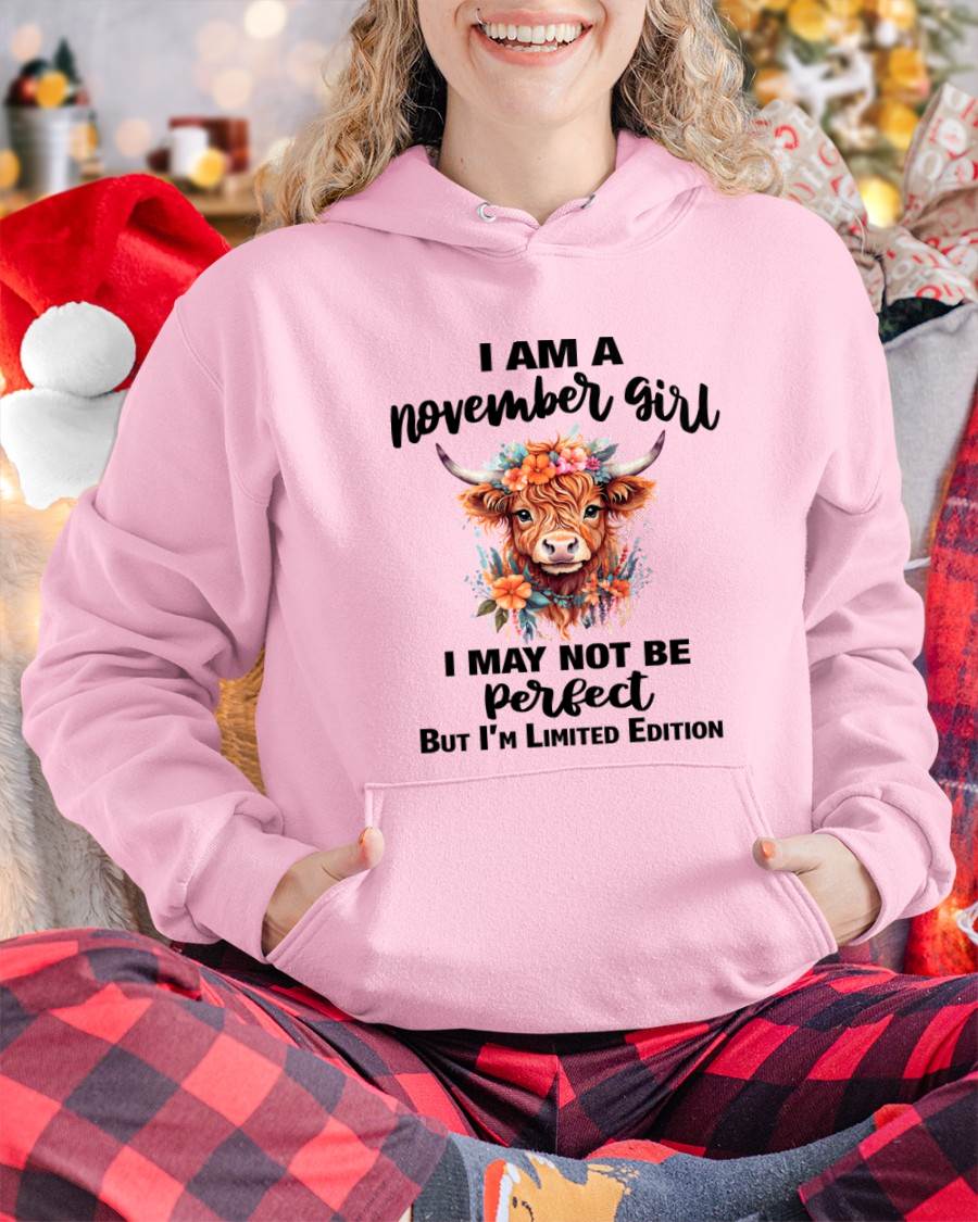 NOVEMBER GIRL FLORAL HIGHLAND COW TEE - FOR WOMEN - TLEE11 (SKU2607-278-11)