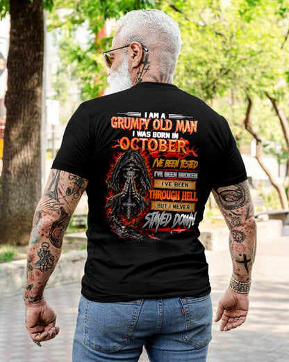 OCTOBER BORN GRUMPY OLD MAN – BUILT THROUGH HELL - FOR MAN - TLEE10 (SKU2609-372-10)