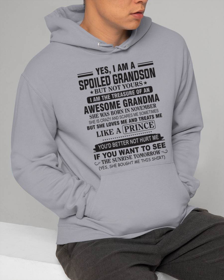NOVEMBER - YES, I AM A SPOILED GRANDSON BUT NOT YOURS I AM THE TREASURE OF AN AWESOME GRANDMA - FROM GRANDMA - TLEE11 (SKU10-57-11)