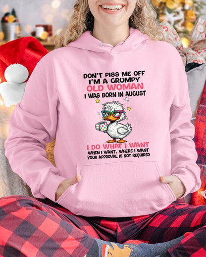 AUGUST BORN - FUNNY ATTITUDE DUCK GRUMPY WOMAN T-SHIRT - FOR WOMEN - TLEE08 (SKU2603-238-08)
