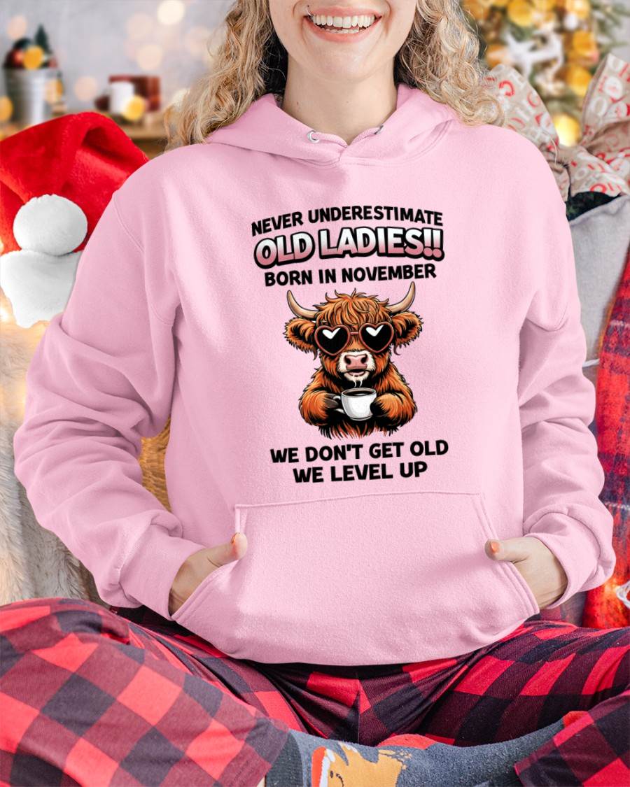 NOVEMBER BORN WOMEN LEVEL UP, NEVER GROW OLD SHIRT - FOR WOMEN - TLEE11 (SKU2606-79-11)