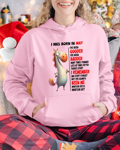 BORN IN MAY FUNNY SHIRT – GOODER BADDER HUMOR BIRTHDAY TEE - FOR WOMEN - TLEE05 (SKU2603-270-05)
