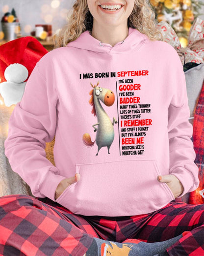 BORN IN SEPTEMBER FUNNY SHIRT – GOODER BADDER HUMOR BIRTHDAY TEE - FOR WOMEN - TLEE09 (SKU2603-270-09)