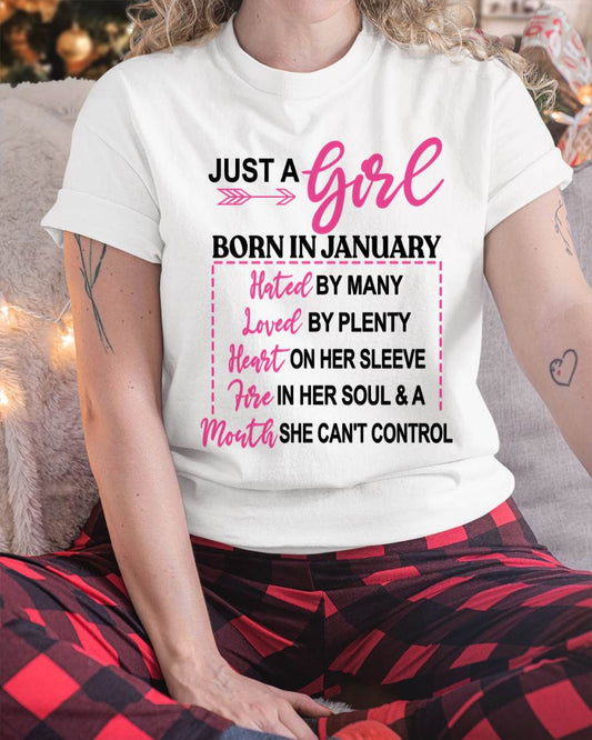 BORN IN JANUARY – A GIRL WITH ATTITUDE, HEART, AND A MOUTH SHE CAN’T CONTROL - FOR WOMEN - TLEE01 (SKU2603-363-01)