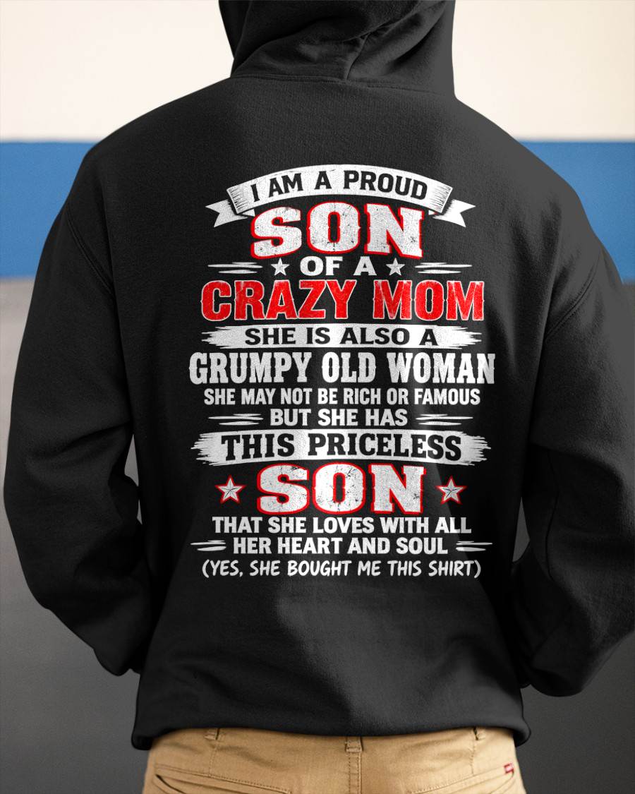 CRAZY MOM & PROUD SON SHIRT - FROM MOM - TLEE00 (SKU2610-744-00)