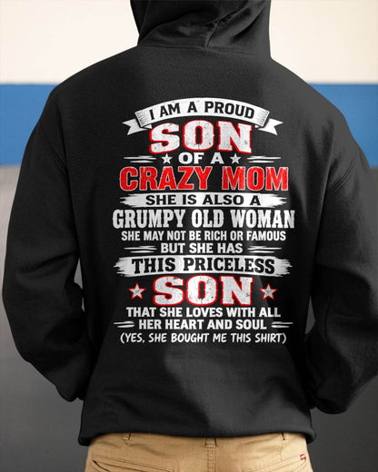 CRAZY MOM & PROUD SON SHIRT - FROM MOM - TLEE00 (SKU2610-744-00)