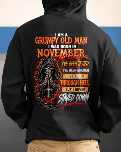NOVEMBER BORN GRUMPY OLD MAN – BUILT THROUGH HELL - FOR MAN - TLEE11 (SKU2609-372-11)