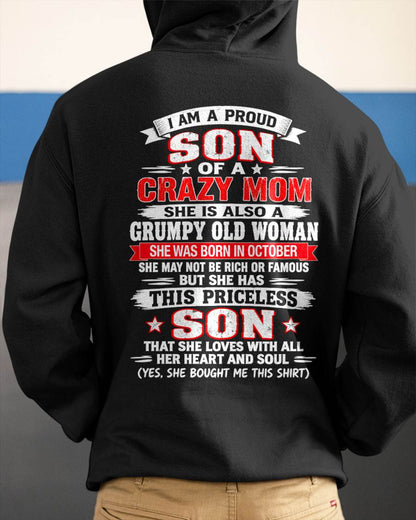OCTOBER CRAZY MOM & PROUD SON SHIRT - FROM MOM - TLEE10 (SKU2610-744-10)