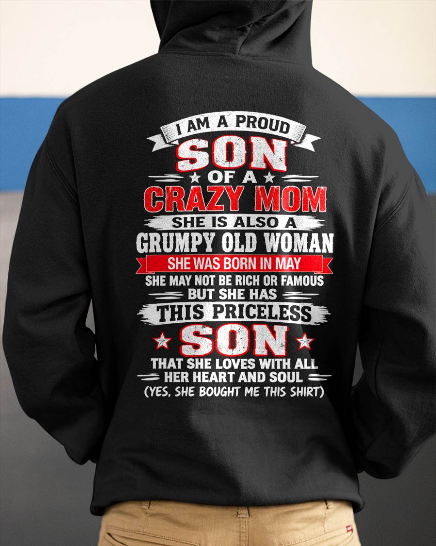 MAY CRAZY MOM & PROUD SON SHIRT - FROM MOM - TLEE05 (SKU2610-744-05)