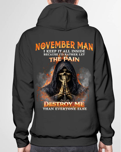 NOVEMBER MAN SKULL SHIRT – I KEEP IT ALL INSIDE DARK GOTHIC T-SHIRT - FOR MAN - TLEE11 (SKU2604-136-11)