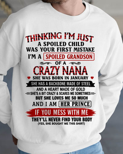 JANUARY - NANA LOVES HER GRANDSON SHIRT - FROM GRANDMA - TLEE01 (SKU2608-28-01)