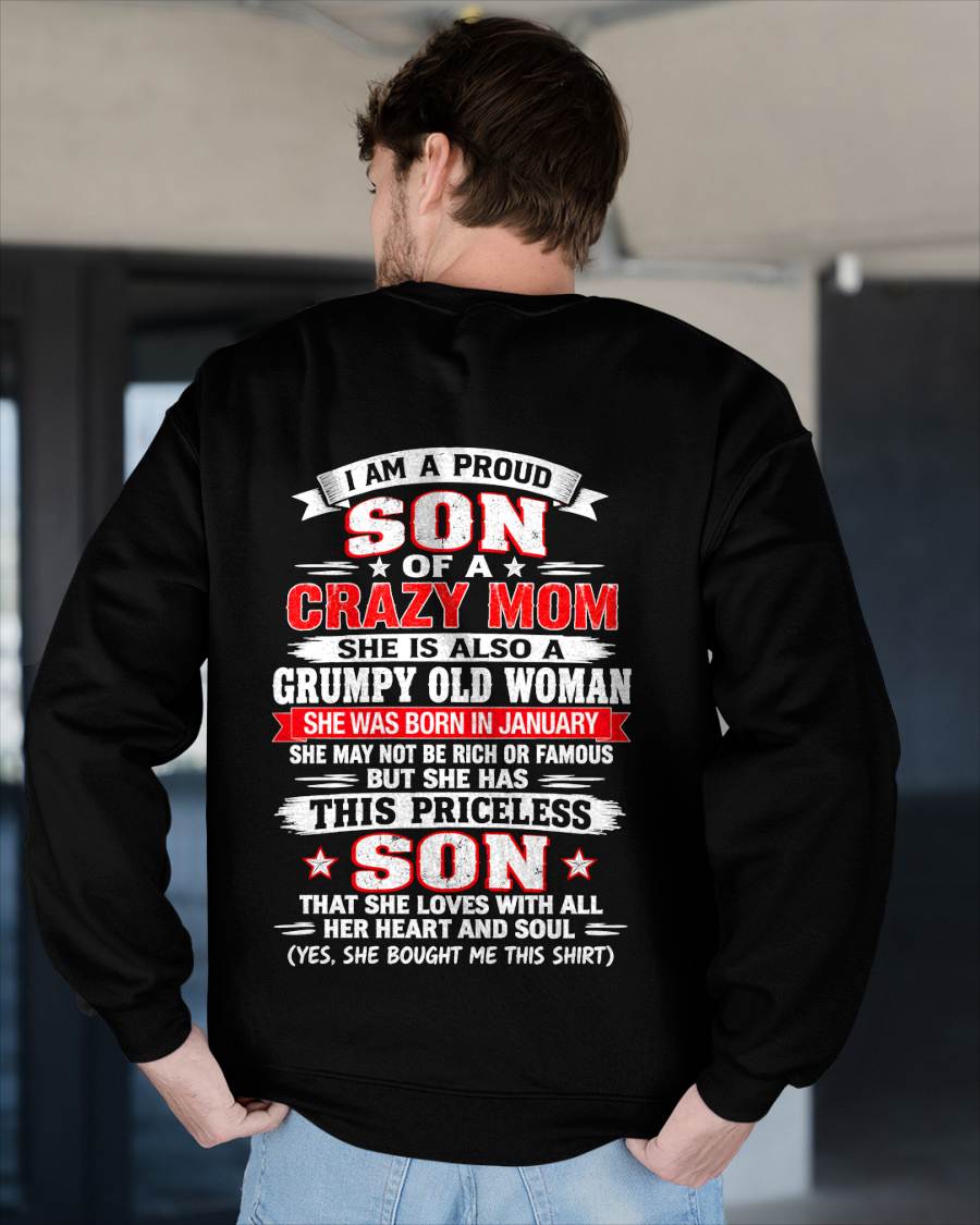 JANUARY CRAZY MOM & PROUD SON SHIRT - FROM MOM - TLEE01 (SKU2610-744-01)