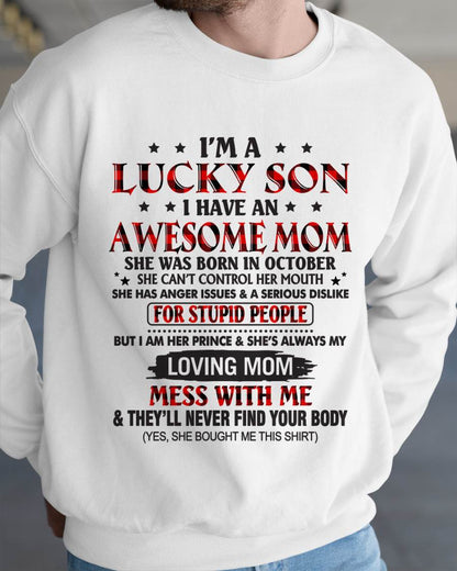OCTOBER - I’M A LUCKY SON I HAVE AN AWESOME MOM - FROM MOM - TLEE10 (SKU26T-01-24-10)