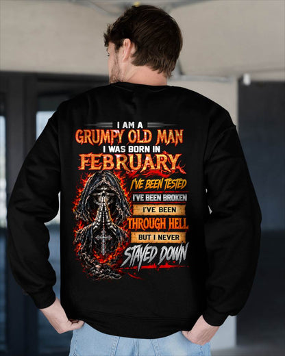 FEBRUARY BORN GRUMPY OLD MAN – BUILT THROUGH HELL - FOR MAN - TLEE02 (SKU2609-372-02)