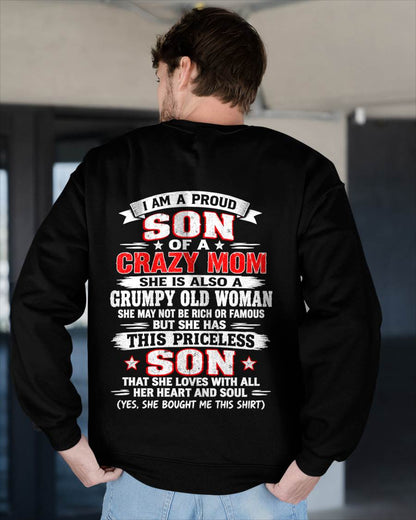 CRAZY MOM & PROUD SON SHIRT - FROM MOM - TLEE00 (SKU2610-744-00)