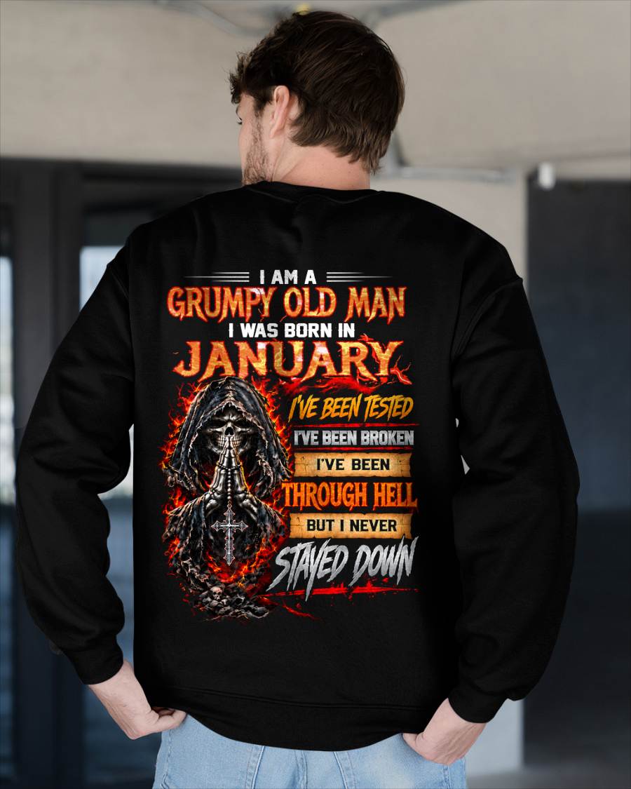 JANUARY BORN GRUMPY OLD MAN – BUILT THROUGH HELL - FOR MAN - TLEE01 (SKU2609-372-01)