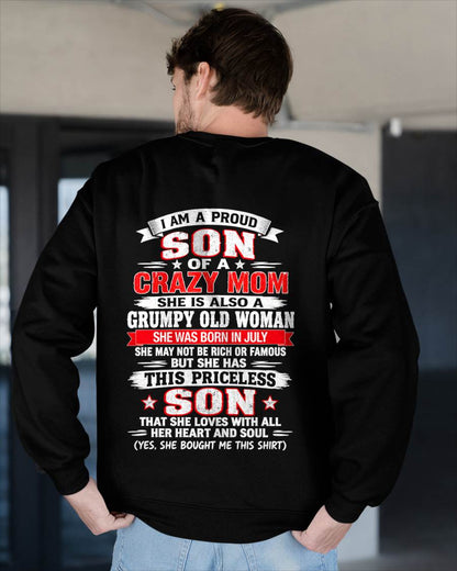 JULY CRAZY MOM & PROUD SON SHIRT - FROM MOM - TLEE07 (SKU2610-744-07)