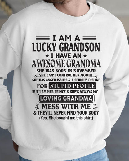 NOVEMBER - I AM A LUCKY GRANDSON I HAVE AN AWESOME GRANDMA - FROM GRANDMA - TLEE11 (SKU12-40-11)